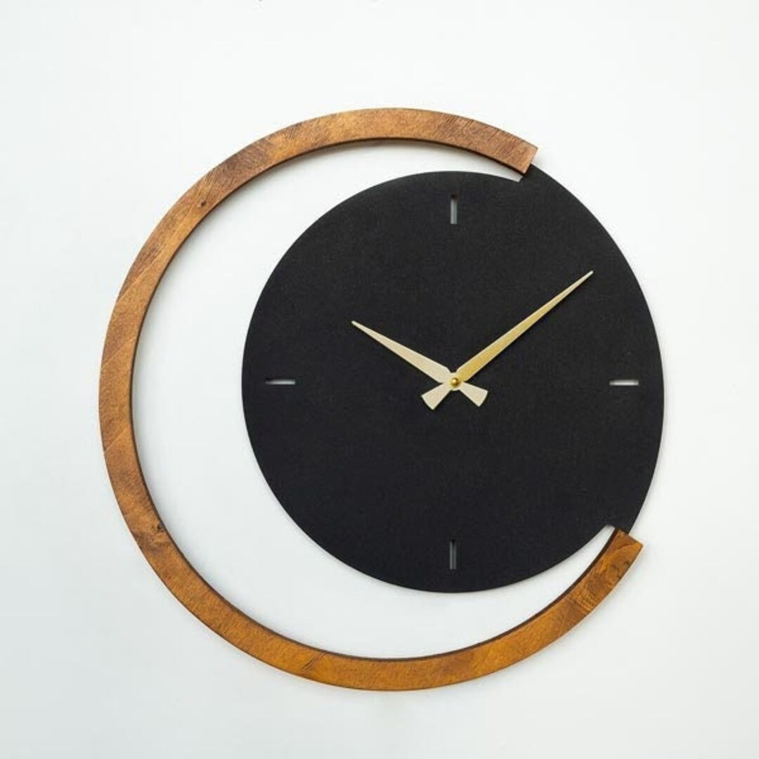 Metal Wooden Wall Clock Wall Clock Modern Clock Home Decor Etsy