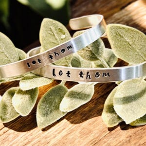 Customized Bracelet, Personalized Bracelet, Stacked, Hand Stamped, Let them, Friendship Bracelet, Personalized, Aluminum, Word bracelet