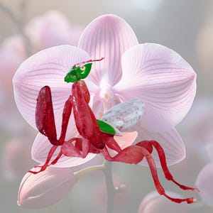 Orchid Praying Mantis 3D Realistic Replicas: 3+ inches -True to scale Photogrammerty Model of Photopolymer Resin.Hand painted,Made in USA