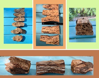 Choice of 3 sets of untreated Termite ravaged Oak Craft Wood Chunks, 5-6 small slices 6-10 inch long. An array of earthen colors & shapes.