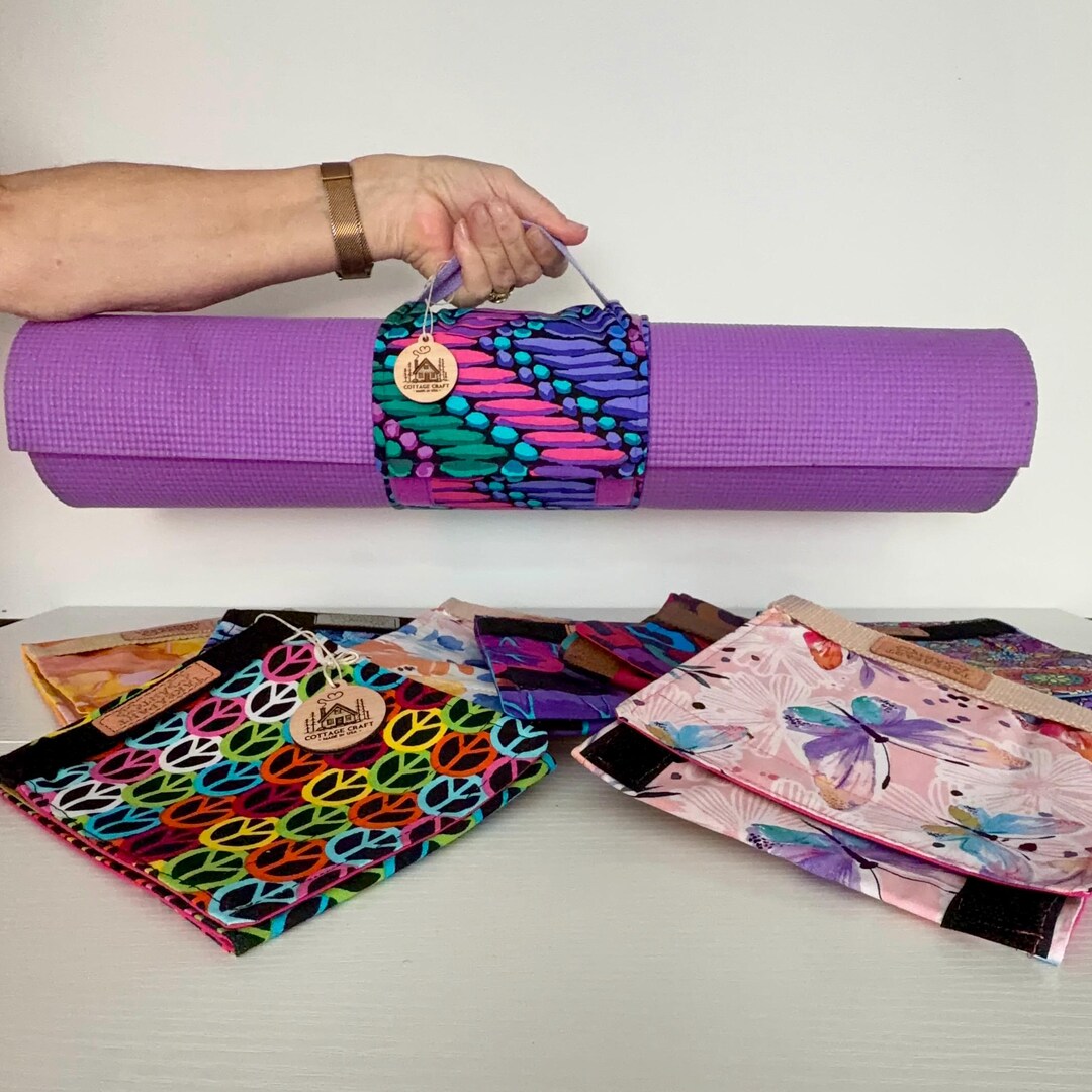 Mat Wrapping Easy Wrap Cotton Yoga Mat Carrier: Colorful Cotton Choices! 21 Inches ...
