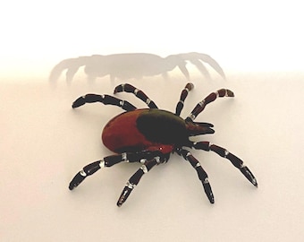 Enlarged 3D Deer Tick: black legged 4”model. Handpainted Resin replica-USA Made