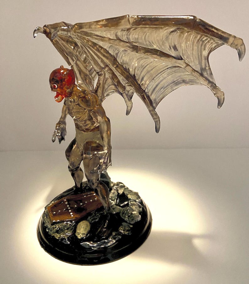 Translucent Monster Translucent Vampire Sculpture: 3D Resin Monster Art, Moth Man, Made in ...