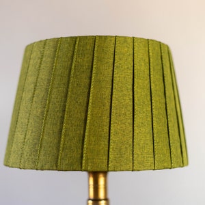 green pleated linen lampshade, table lamp with lampshade, boho lampshade