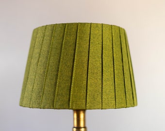 green pleated linen lampshade, table lamp with lampshade, boho lampshade