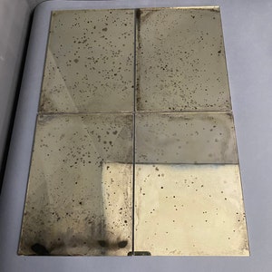 antique silver mirror Hand made, old mirror 8”x11” wall decor, antique mirror tile image 5
