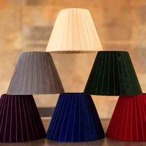 pleated green emerald lampshade E14, E27,clip, lamp shade for table lamp, lampshade for sconce, velvet lampshade, burgundy lampshade, beige