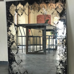 Antique mirror, vintage handmade silver mirror, old mirror 20”x28”