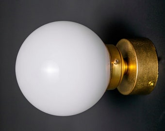 Small brass wall lights, Glass wall sconce, Bathroom light Glass Wall Lighting, plug in wall sconce