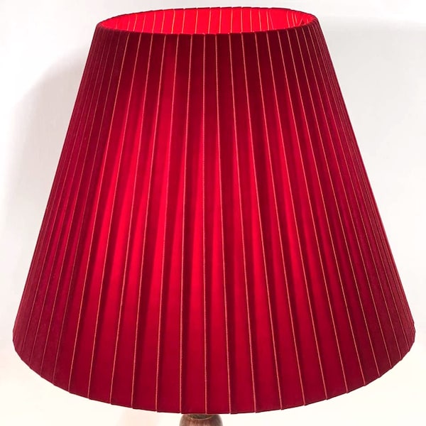 pleated burgundy velvet lampshade, Christmas lampshade, lampshade for floor lamp or table lamp, large lampshade