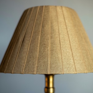Beige pleated linen lampshade, table lamp with lampshade, boho lampshade, brass table lamp