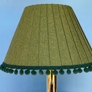 Handmade green Linen Pleated Lampshade
