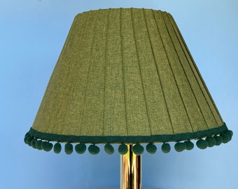 Handmade green Linen Pleated Lampshade