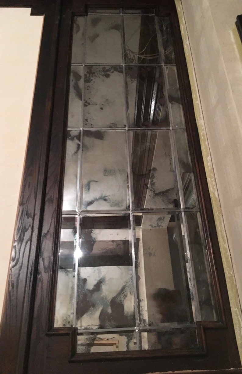 antique silver mirror Hand made, old mirror 8”x11” wall decor, antique mirror tile image 7