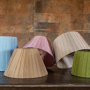 pleated linen lampshade, lampshade for table lamp, green, beige, blue, pink lampshade, floor lamp lampshade