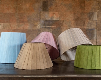 pleated linen lampshade, lampshade for table lamp, green, beige, blue, pink lampshade, floor lamp lampshade