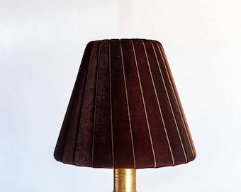 Brown pleaded velvet lampshade