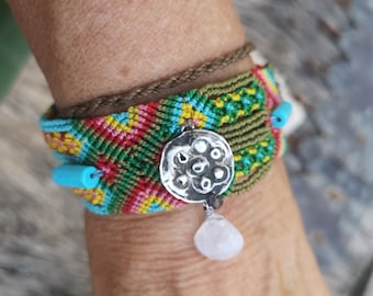 Colourful cord bracelet, amulet wrap bracelet/choker