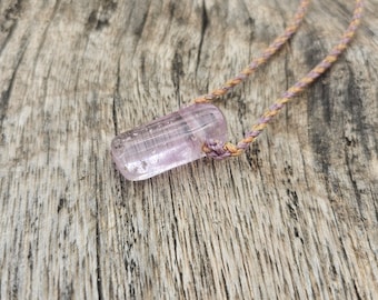 Kunzite touchstone macrame necklace