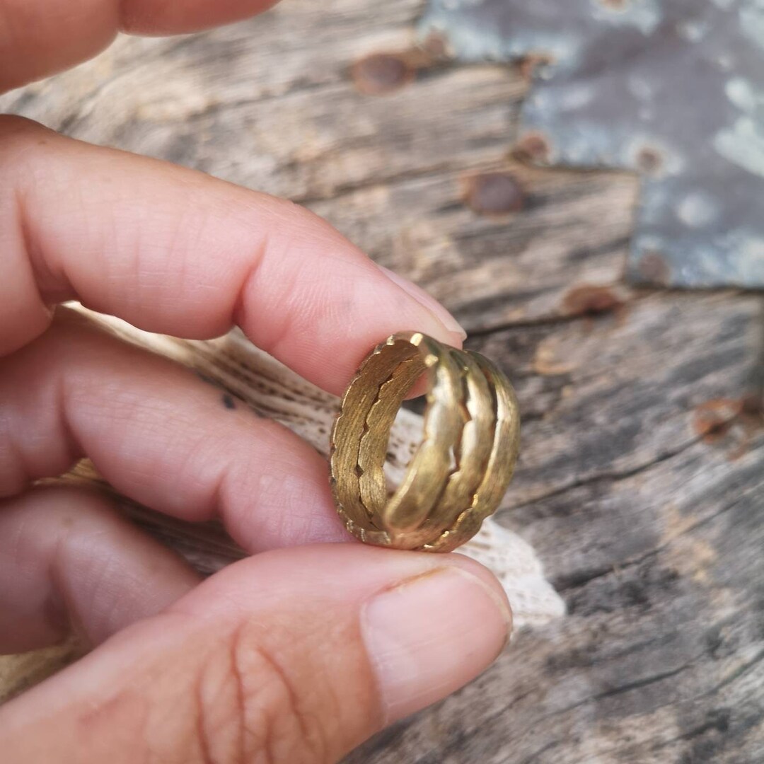 Brass Coil Ring Brass Ring Spiral Ring Etsy
