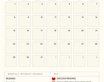 Intimacy Calendar digital instant download for couples and relationships