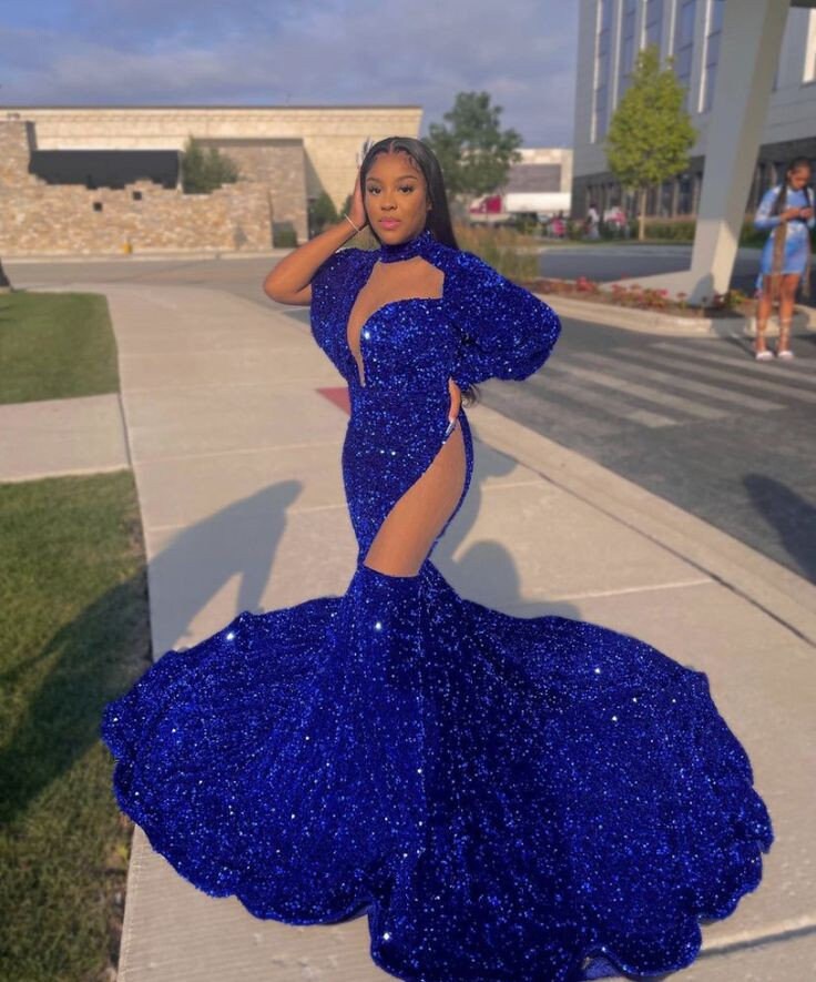 Royal Blue Gold Gown - Etsy