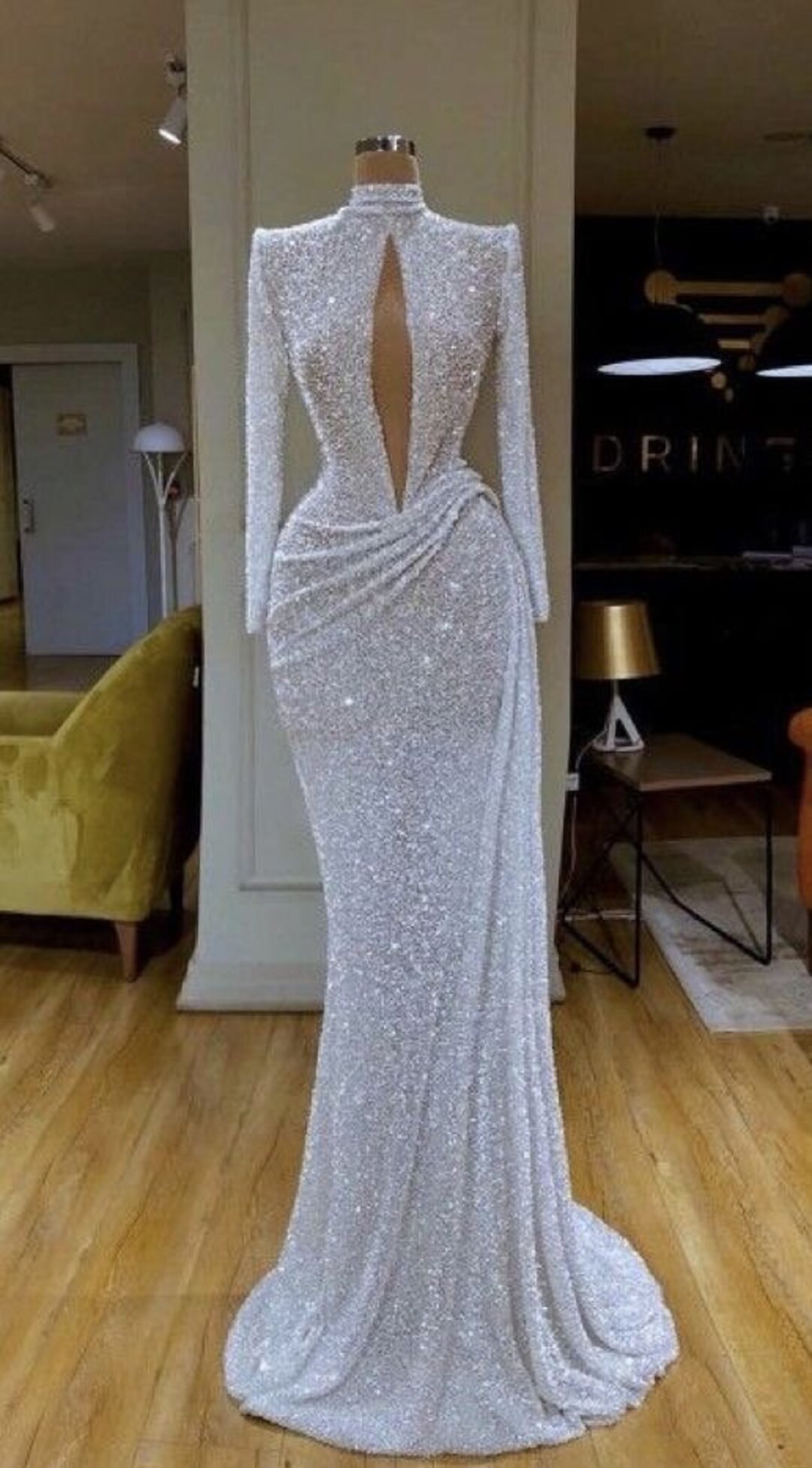 Elegant Floor Length Prom Dress,white Sequins Women Outfit,white