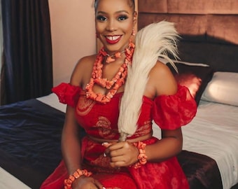 Prêle africaine,Irukere traditionnel,accessoires de mariage,yoruba igbo Edo prêle de mariée,costume de mariage nigérian,accessoires africains