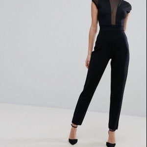 sleeveless jumpsuit,black jumpsuit,prom jumpsuit,women fashion,wedding jumpsuit,reception romper,African jumpsuit,bridal wear,evening cloth