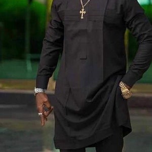 Black senator style for men, men clothing, men outfit, African fashion, African style, two piece men wear, men prom wear, men party cloth