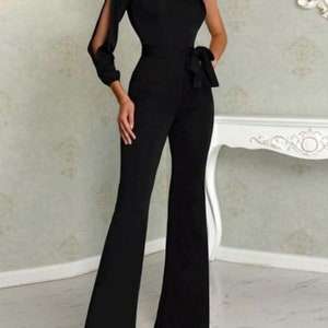 One sleeve jumpsuit,black jumpsuit,prom jumpsuit,women fashion,wedding jumpsuit,reception romper,African jumpsuit,bridal wear,evening cloth