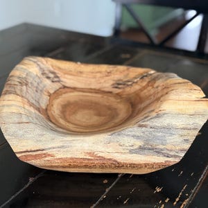 Hand-carved Red Oak Decorative Triangular Bowl - Unique