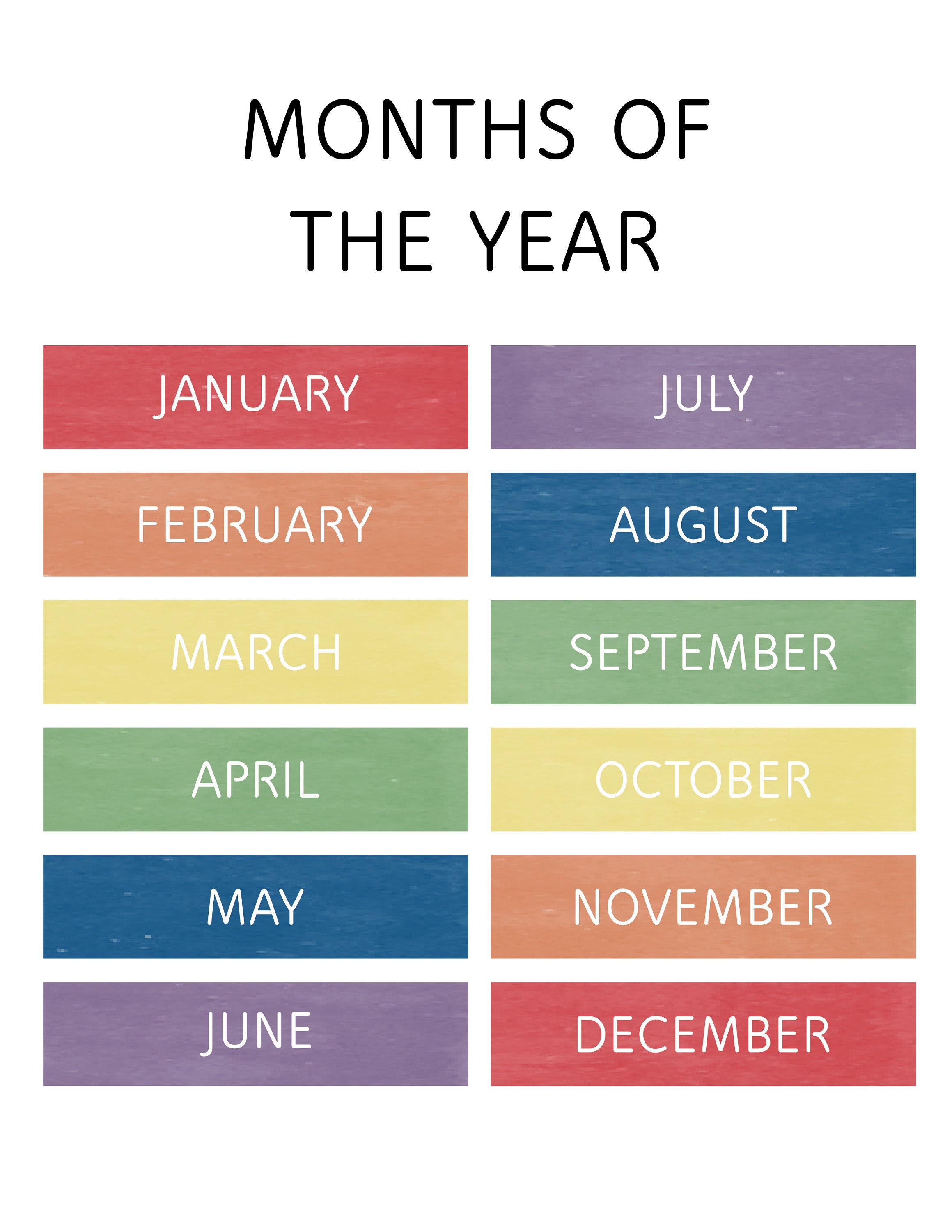Months of the Year Poster for Childrens Room Childrens Classroom Months of the Year Poster for Childrens Room Childrens Classroom
