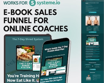 E-Book Sales Page, Digital Product Customizable Systeme.io Template | High Converting Sales Funnel | Dark Modern Drag and Drop