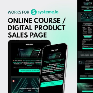 Online Course & Digital Product Sales Page Customizable Systeme.io Template | High Converting Sales Funnel | Dark Modern Drag and Drop