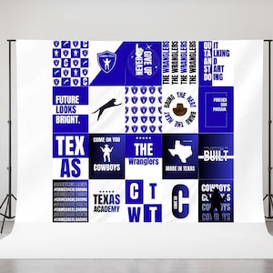 Media Day Backdrop Canva Template | Editable Sports Team Backdrop | Modern Step & Repeat Design for Team Photos Printable Media Wall Design