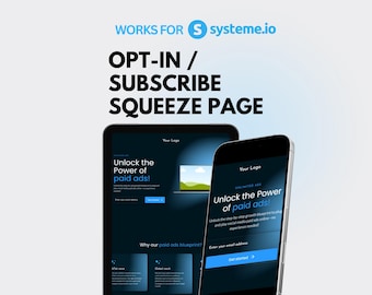Opt In Lead Generation Landing Page Systeme.io, Lead Magnet Funnel, Squeeze Page Email Template, Sales Page Template Dark, Instant Download