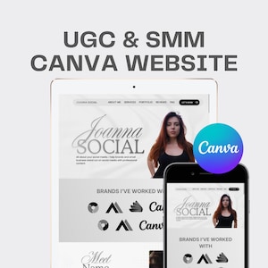 Social Media Manager Portfolio Canva Website Template |  UGC Media Site | Influencer Digital Creator Website | No Code SMM Portfolio Design