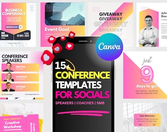 15 Modern Conference & Event Instagram Post Templates for Canva | Event Organizer Templates  for Workshops, Coaches and Public Speakers