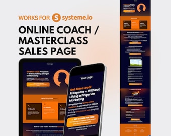 Online Course Page Template Systeme.io | Coach Masterclass Page Website | Digital Product Page | Landing Page Course | System io Funnel