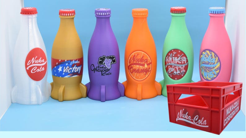 Nuka Bottles 6x Colas and Crate - Unofficial Prop (3D - printed) Crate & 6 Cola Set2
