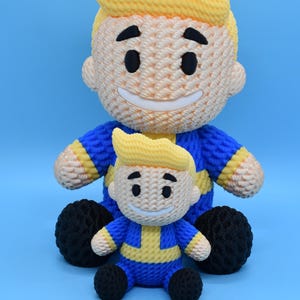 Mini and XLarge  Vault Boy -3D Printed Crochet Vault-Tec Vault Boy Fallout 101