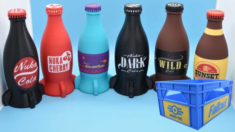 Nuka Bottles 6x Colas and Crate - Unofficial Prop (3D - printed) Crate & 6 Cola Set1