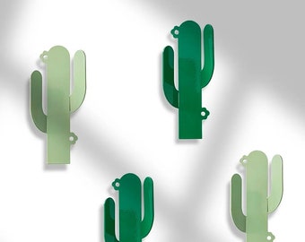 Cactus Metal Wall Hanger, Green Four Pieces Cactus Coat Rack Home Decor, Cactus Entry Organiser