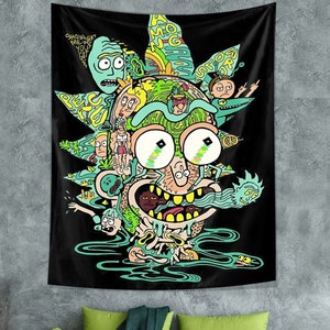 Rick and Morty Tapestry, Cartoon Tapestry, Rick and Morty Wall Art, Wall Tapestry