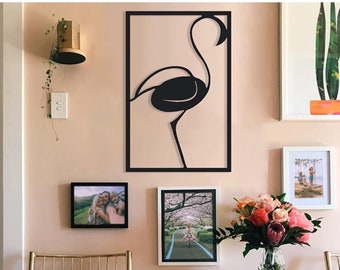 Flamingo Metal Wall Art, Bird Home Decor, Animal Home Gift, Flamingo Wall Hanging