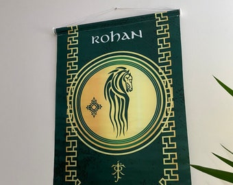 Herr der Ringe Rohan Wandteppich, Mittelerde Rohan Flagge, Rohan Banner Wohnkultur, Rohan Wimpel Wanddekoration