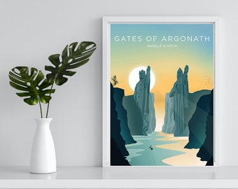 Le Seigneur des Anneaux Film Argonath Affiche numérique, LOTR Argonath PDF imprimable, Art mural numérique de voyage de la Terre du Milieu, Argonath Home Decor