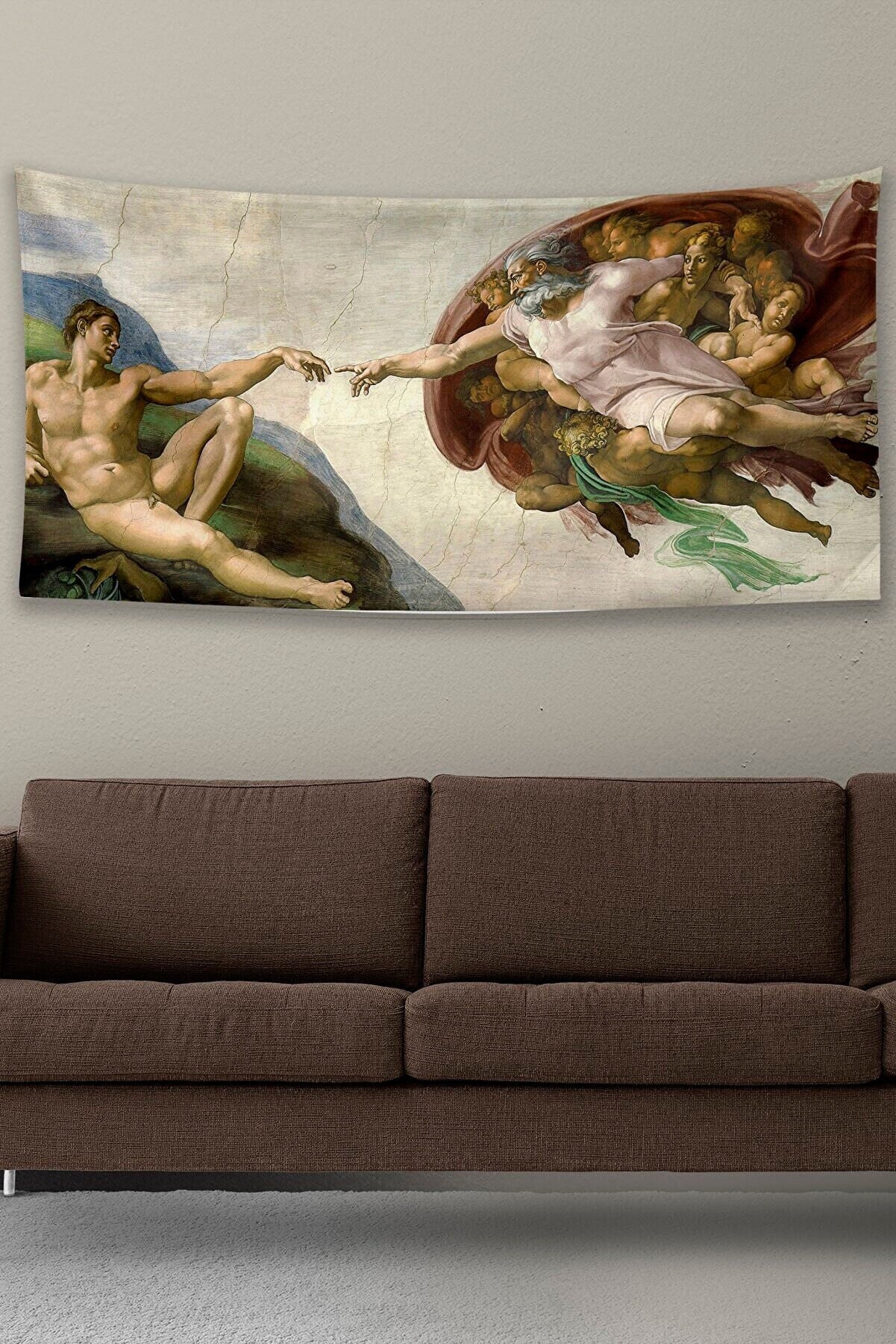 Hand Of God Tapestry Renaissance Wall Hanging Creation of Adam Tapestry Michelangelo Wall Art Wall Tapestry