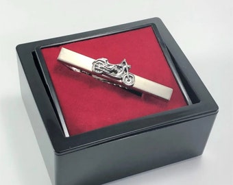 Motorcycle Silver Tie Clip, Mens Accessories Handmade Tie Pin, Stick Pin With Gift Box